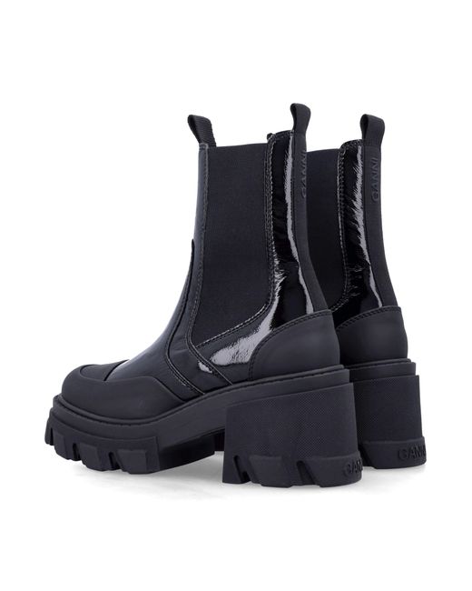 Ganni Blue Chunky-Sole Heeled Chelsea Boots
