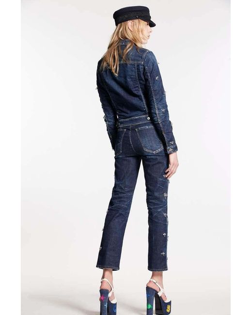 DSquared² Blue High-Waisted Embellished Jeans