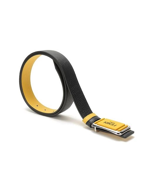 Fendi Yellow Reversible Leather Belt for men