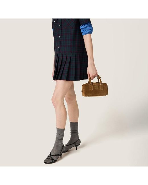 Miu Miu Brown Arcadie Padded Suede Top-Handle Bag