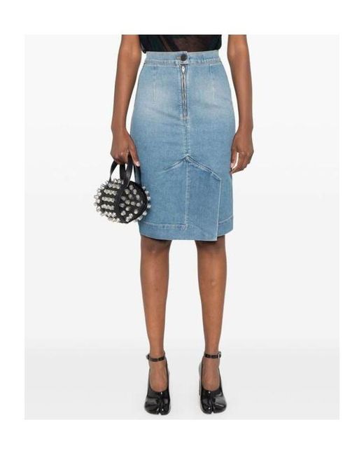 Vivienne Westwood Blue Orb Logo Embroidered Asymmetric Skirt