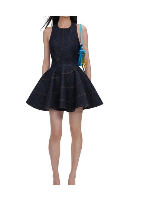 Self-Portrait Blue Denim Halterneck Mini Dress