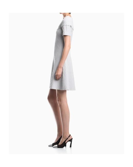 Emporio Armani White Short-Sleeved, Cropped, Round-Neck Dress