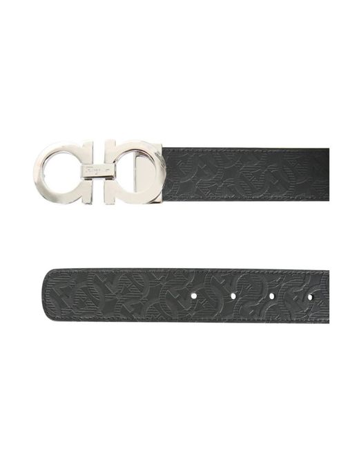 Ferragamo Black Ferragamo Gancini Logo Leather Belt