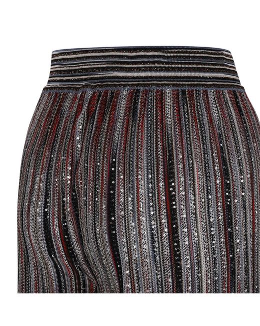 Missoni Gray Wide-Leg Striped Knitted Trousers