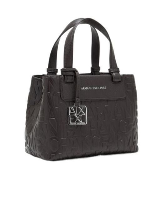 ARMANI EXCHANGE Black Tote Shopping Bag With Coated Belts