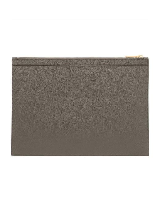Thom Browne Gray Logo File Bag for men