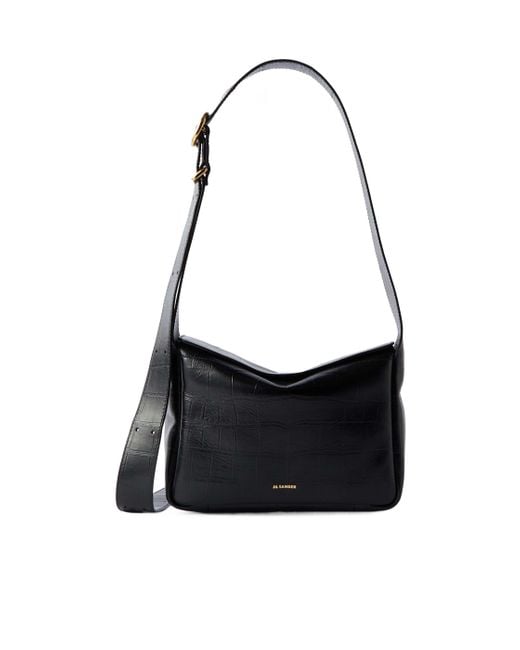 Jil Sander Black Embossed Messenger Bag