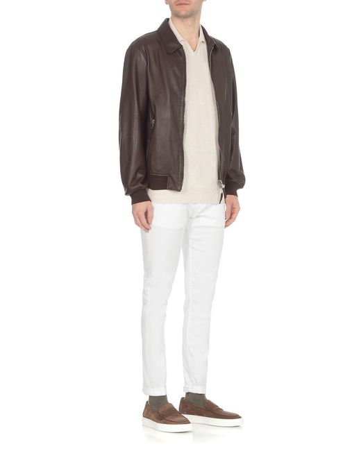 Dondup White Low-Rise Slim-Fit Jeans for men