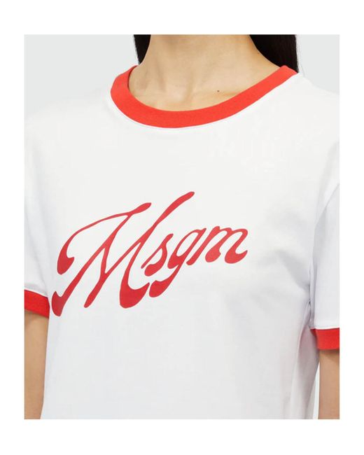 MSGM White Logo Printed T-Shirt