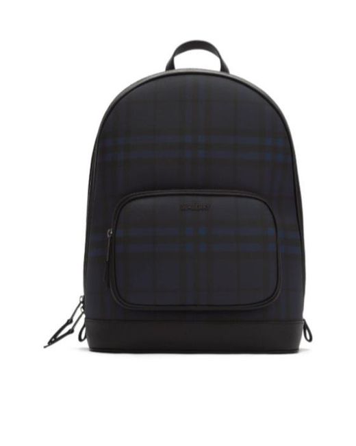 Burberry Black Checked Logo Backpack for men
