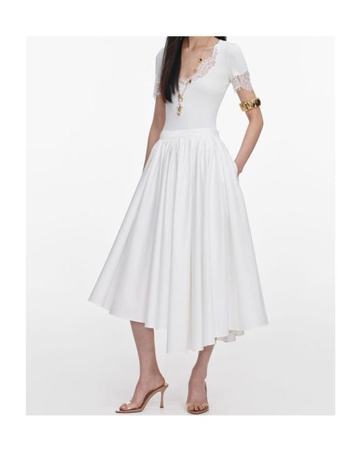 Self-Portrait White Pleated Maxi Skirt
