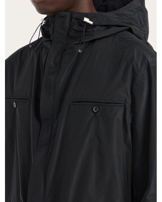 Ferragamo Black Rope And Hooded Casual Jacket for men