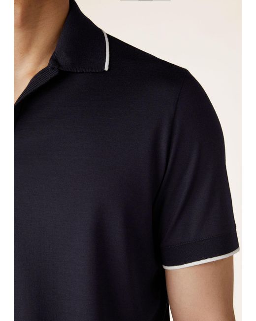 Loro Piana Black Waitaki Polo-Collar T-Shirt for men