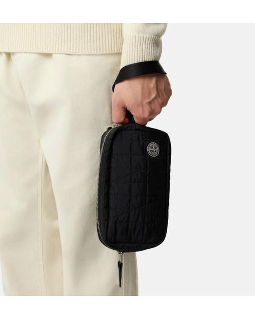 Stone Island Black Logo Patch Zipped Wrist Pouch for men