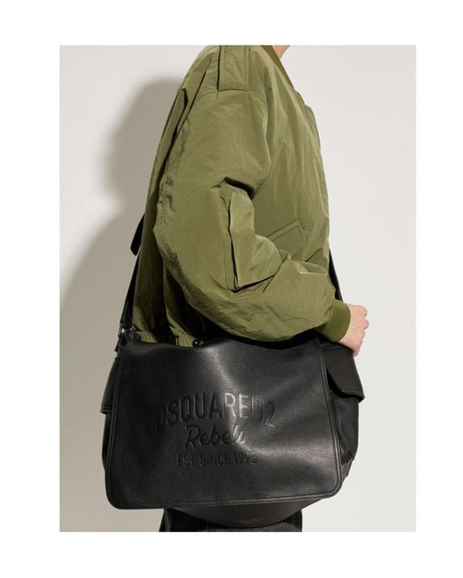 DSquared² Black Logo Embossed Crossbody Bag
