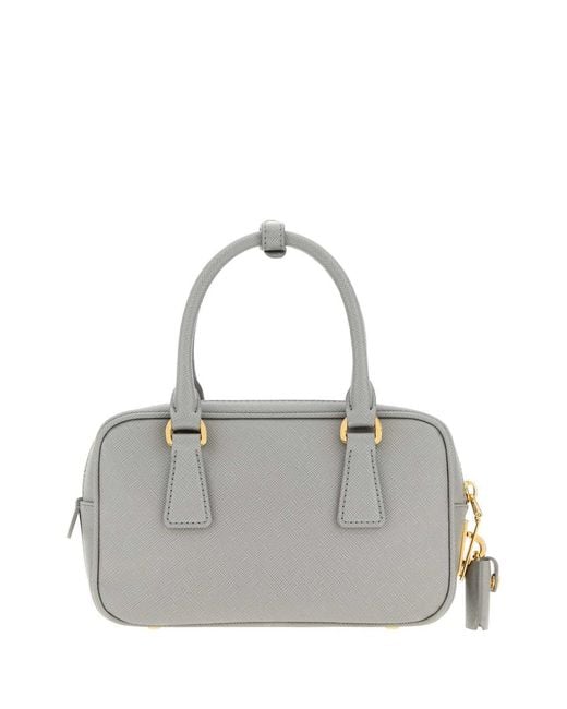 Prada Gray Structured Top Handle Tote Bag