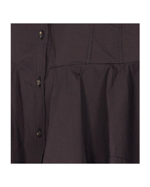 Ganni Black Short Ruffle Shirt