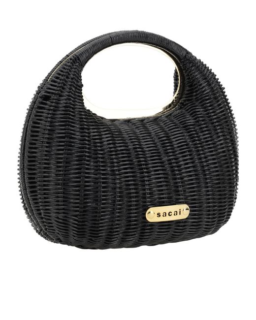 Sacai Black Logo Plaque Round Bag
