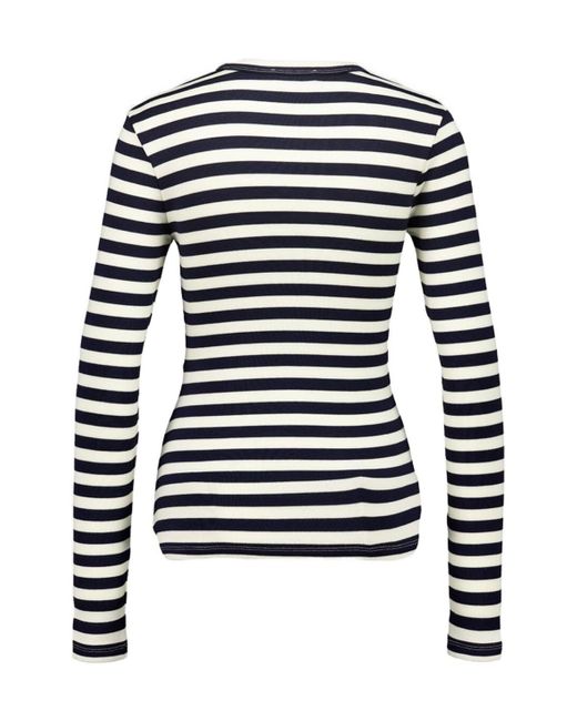 Rabanne Blue Rabanne Striped Asymmetric Button-Detail Top