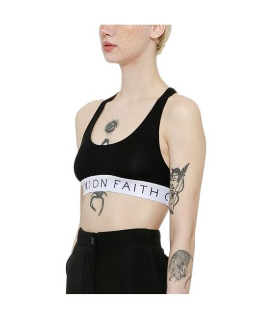 Faith Connexion Black Logo-Tape Racerback Vest