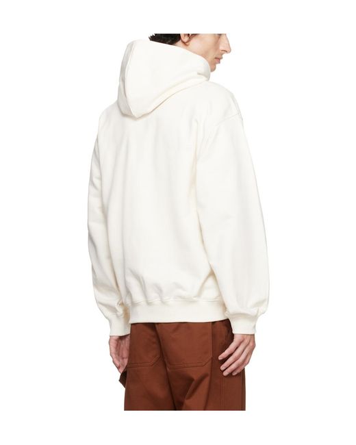 Helmut Lang White Long-Sleeved Hoodie for men