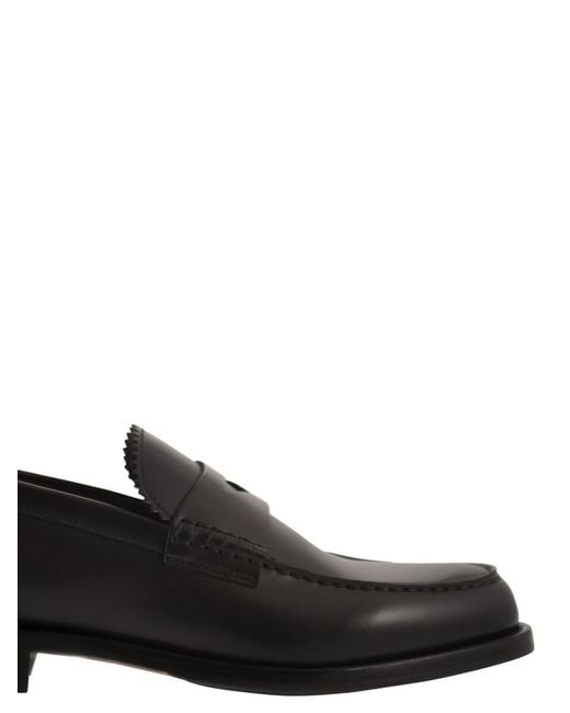 Doucal's Black Raised Stitch Moccasin Loafers for men