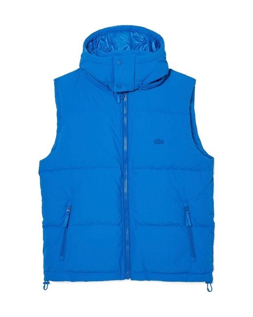 Lacoste Blue Quilted Hooded Vest for men