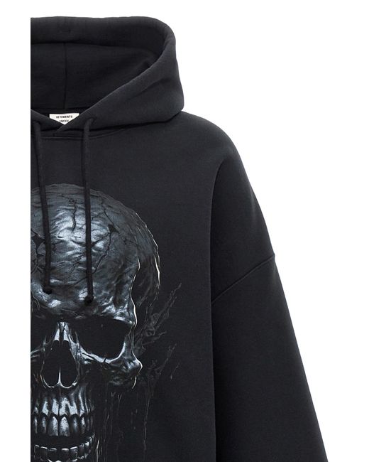 Vetements Black Skull Printed Oversized Hoodie for men