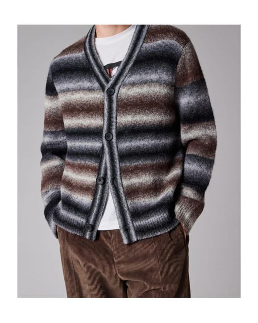 Paul Smith Black Striped V-Neck Cardigan for men
