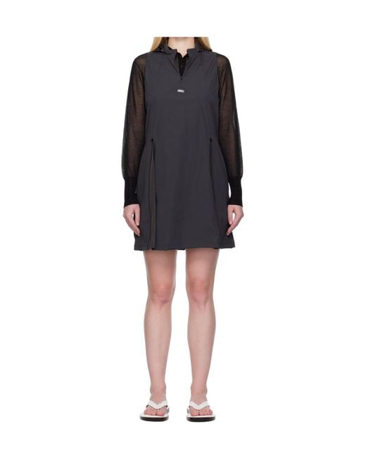 Amomento Black Nylon Hooded Dress