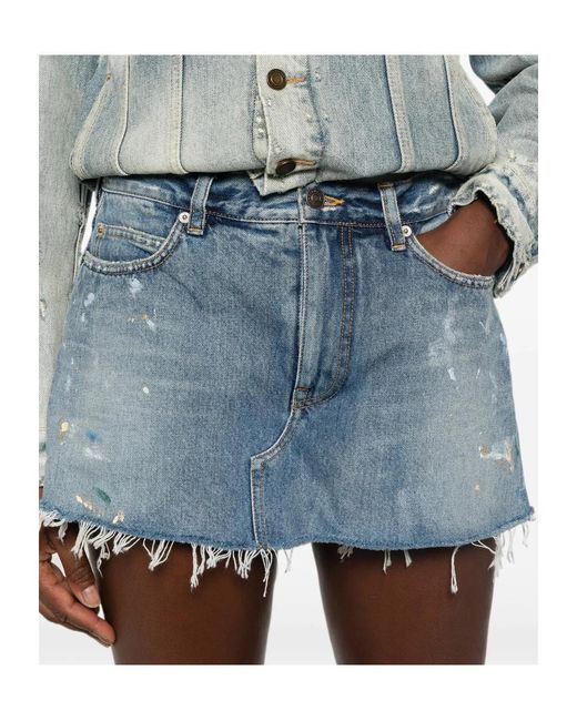 Balenciaga Blue Belt-Loop Denim Shorts