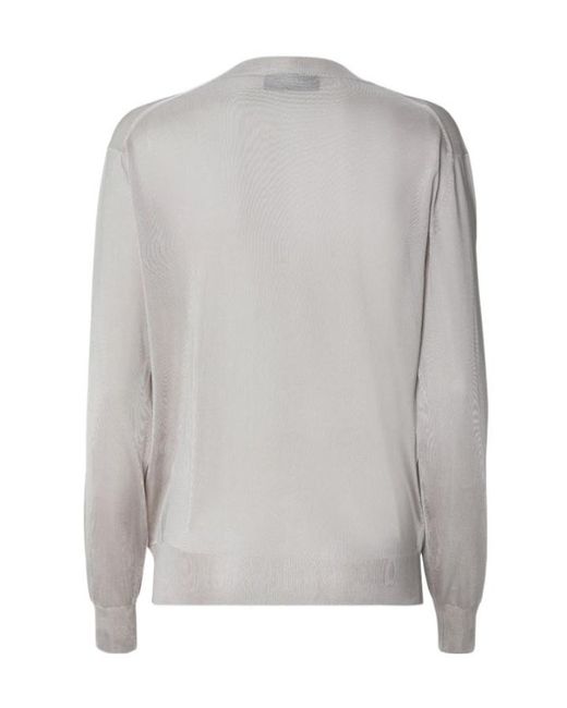 Fendi Gray Logo-Embroidered V-Neck Sweater