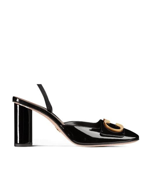 Dior Black Christian Logo Plaque Round Toe Pumps