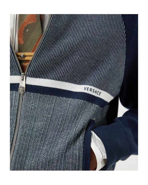 Versace Blue Zip Knitted Sweater for men