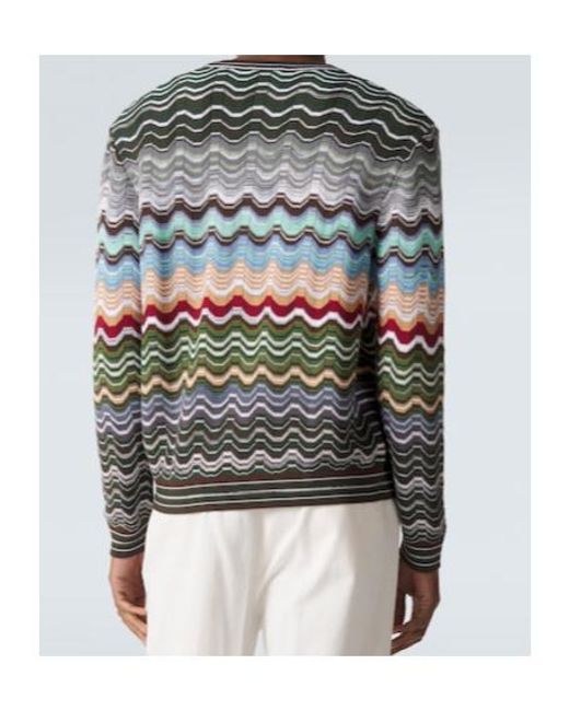 Missoni Gray Zigzag Cotton-Blend Sweater for men