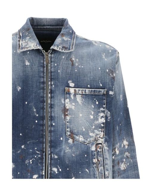 DSquared² Blue Spots Washed Denim Jacket for men