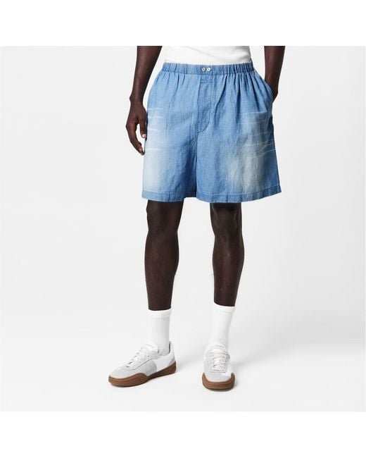 Acne Blue Logo Denim Shorts for men