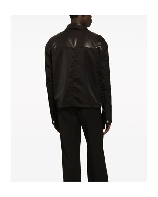 Dolce & Gabbana Black Logo-Plaque Leather Jacket for men