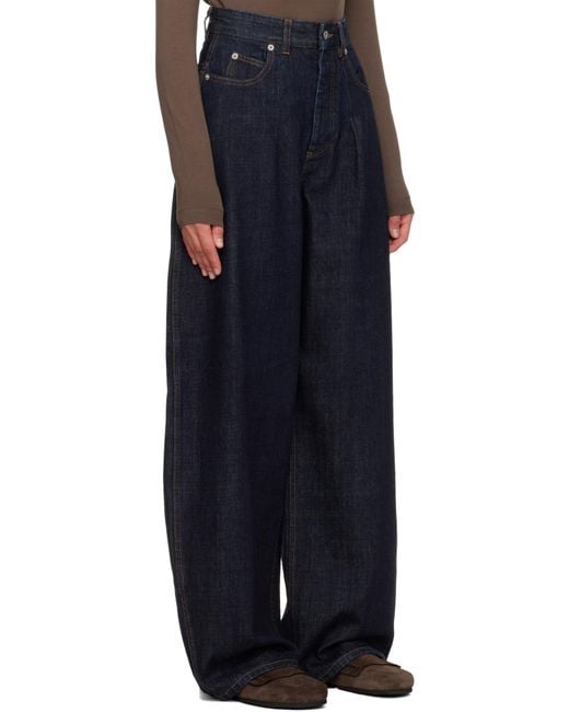 Jacquemus Blue High-Waisted Curved Leg Jeans