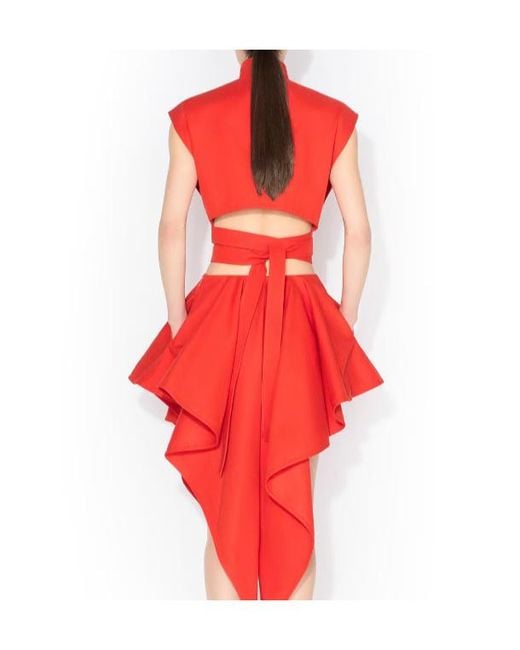 Alaïa Red Belted Crop Top