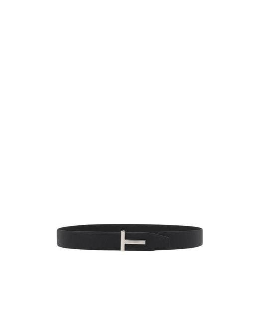 Tom Ford White Logo Plaque Reversible Belt for men