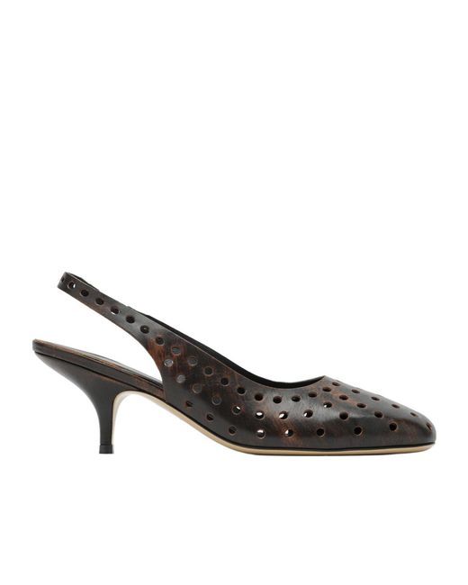 Dries Van Noten Brown Openwork Slingback Shoes