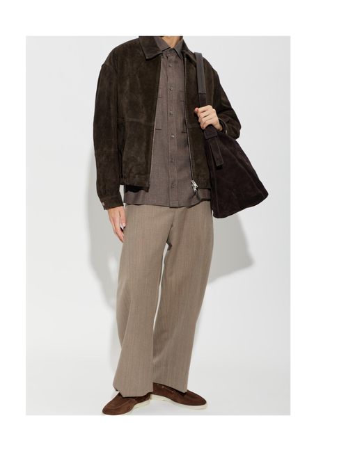 Arma Brown Long-Sleeve Leather Jacket for men