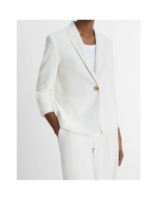 Vince White Cropped Single-Breasted Blazer