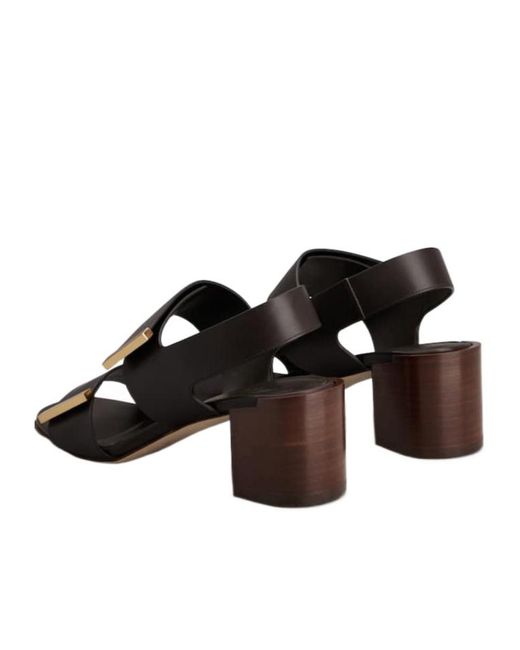 Tod's Black Block Heel Sandals
