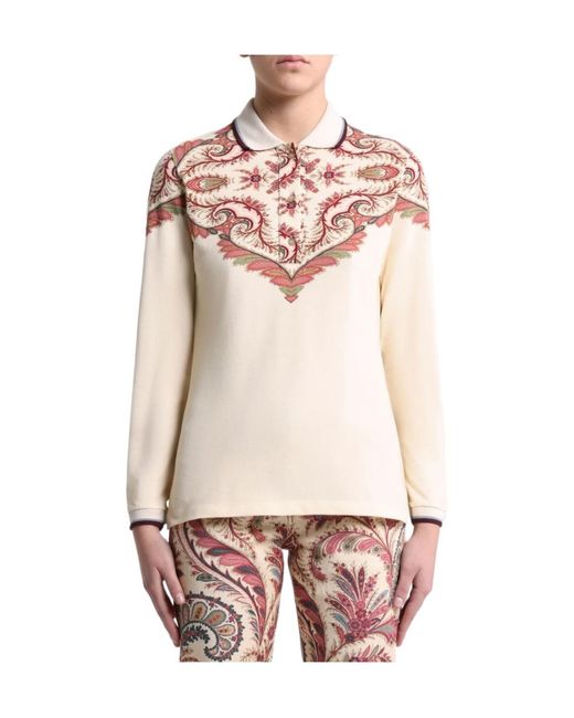 Etro White Paisley-Print Polo Shirt