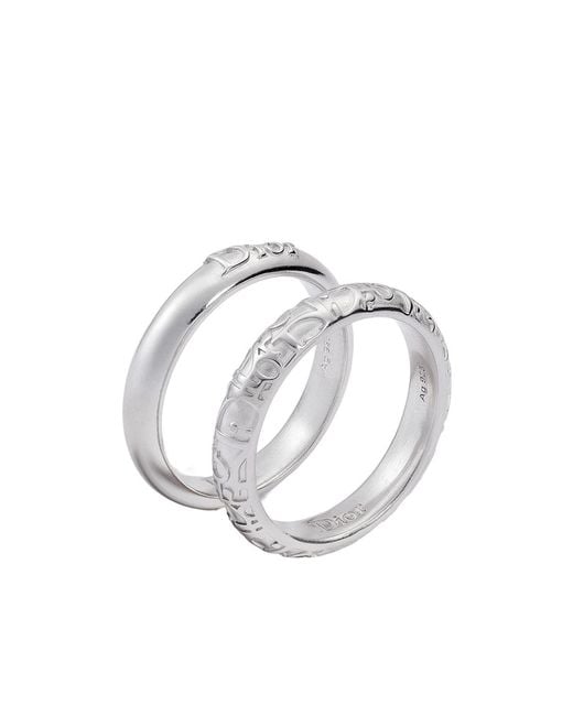 Dior White Oblique Ring Set for men