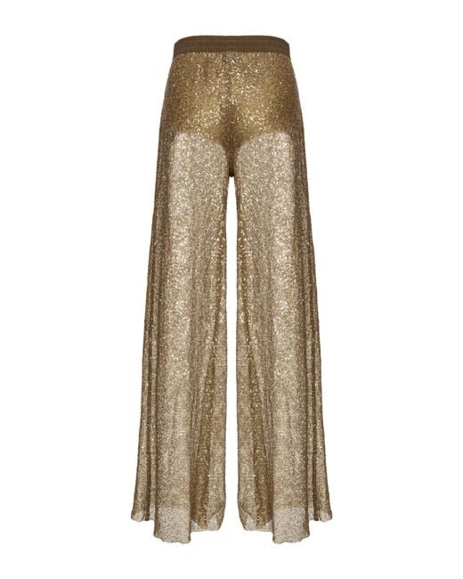 Pinko Natural Sequinned Mesh Pants