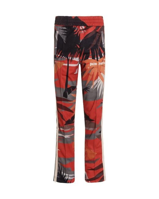 Palm Angels Red Hawaii-Print Track Pants for men
